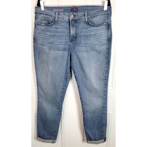 NYDJ Not Your Daughters Jeans Rachel Roll Cuff Ankle Jeans Size 12 Strip… - Picture 1 of 8